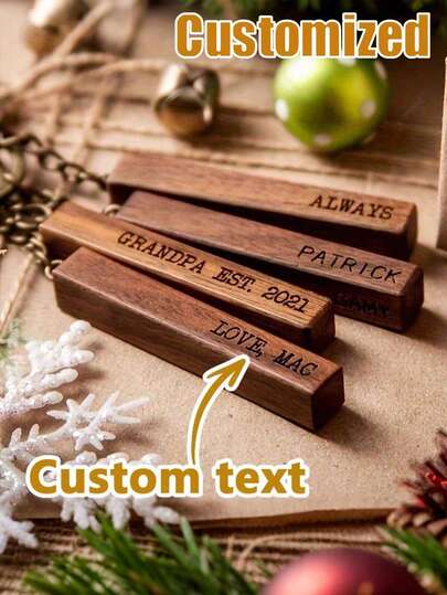 1 pieza Llavero de madera personalizable, accesorio de llave personalizado, se puede personalizar con nombre, accesorio casual único personalizado, unisex, llavero de pareja, llavero de novio, regalo de San Valentín personalizado, llavero familiar, estilo retro con brillo, casual unisex, personalizado, único, personalizado, regalo ideal para él/ella, regalo único para novio, familia o amigos