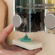 1个酒店风格浴室皂液器 | 大容量透明可重复灌装瓶 | 免钻孔壁挂式支架 | 防漏按压瓶 | 浴室台面收纳架 - A - 查看 10