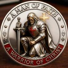 Holy Guardian Commemorative Coin Double-Sided Exquisite Design Iron Silver Gold Two-Tone Suitable For Christmas Halloween Valentine's Day Collectible Holiday Gift For Relatives And Friends - 銀色 - 查看 8