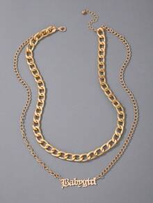 1pc Minimalist Versatile Metal Letter Chain Necklace, Suitable Gift For Women - 16720 - View 6