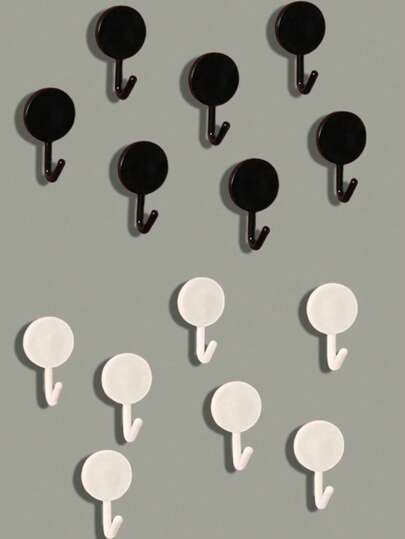 Macaron Colored Self Adhesive Hooks No Drilling, Strong Sticky Round Plastic Hooks, Waterproof Wall Hangers For Home Kitchen Bathroom Bedroom Door Behind Closet Living Room Dorm Office Key Towel Coat Hat Bag Home Storage Organizer