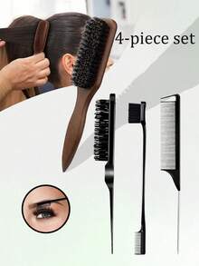 Set de 4/1 Juego de Peines de Peinado, Peine de Cerdas de Cerdo Unisex para Alisar el Cabello, Cepillo para Barba, Herramientas de Peinado que Incluyen Peine de Cola Puntiaguda, Peine de Doble Cara para Control de Bordes, Cepillo de Cejas, Peine de Nailon para Levantar, Herramientas de Peinado Limpias y Ordenadas Adecuadas para Crear Pompadour, Raya Lateral, Cabello Rizado y Control de Pelos Rebeldes | Unisex, Adecuado para Estilistas Profesionales y Uso Diario, Peine Esencial de Viaje, Peine, Artículos de Primera Necesidad Diaria - multicolor - Ver 13