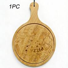 Tabla de cortar redonda de bambú con mango, tabla de cortar pizza de bambú, tabla de cortar para el hogar para hornear, verduras, frutas y carne - Ver 14
