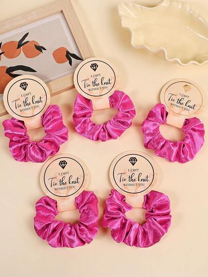 5pcs Fuchsia Wedding Hair Accessories Hair Scrunchies, Suitable For Gifts, Parties, Minimalist Solid Color Versatile Elastic Hair Ties