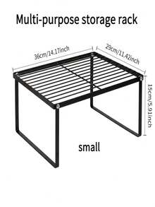 1pc Carbon Steel Countertop Storage Rack - Foldable Wardrobe Organizer, Polished Surface, Space-Saving, Suitable For Kitchen, Dining Room, Bar, Kitchen Tools And Small Items, Minimalist Design, Sturdy Structure, Fits Kitchen Cabinet, Practical Storage Rack - M - View 6