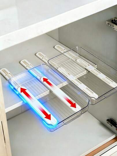 6 قطع من شرائح الأدراج البلاستيكية البيضاء، سهلة التركيب من الأسفل، شرائح تخزين متعددة الأغراض، مناسبة للمطبخ والحمام وصناديق تخزين الخزانة في المنزل