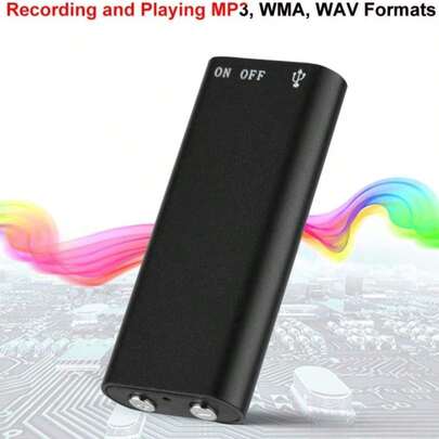 Grabadora de voz recargable de alta definición con cancelación de ruido, grabación con un solo botón, grabadora para reuniones/aprendizaje, reproductor MP3, batería incorporada de 90mAh, larga duración en espera, 8GB de almacenamiento, función de unidad USB, guardado automático al apagarse