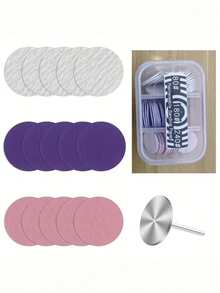 一套/61件金属指甲钻头。这款足部磨砂器套装包含80号、180号和240号替换砂轮片，用于磨平足部肌肤、去除老茧和去角质。 - 彩色 - 查看 2