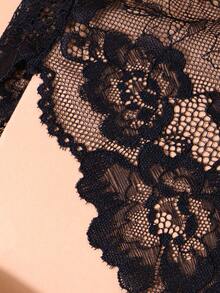 1pc Women's Mid-Rise Lace Patchwork Satin Bow Tie Leopard Print Panty - Multicolor - View 9