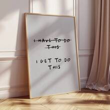 1pc Frameless "I Get To Do This" Print, Inspirational Fitness Quote Gym Wall Decor, Positive Grey-Black Typography Art, Retro Funky Vintage Chic Poster For Living Room, Dorm - Font - View 2
