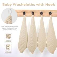 24 Pcs/12Pcs Muslin Burp Cloths For Baby - Ultra-Soft 100% Cotton Baby Washcloths - Large 20'' By 10'' Super Absorbent Milk Spit Up Rags - Burpy Cloths For Unisex, Boy, Girl - Brown - 彩色 - 查看 11