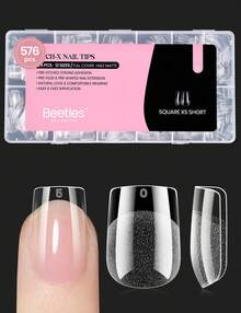 Beetles Soft Gel Nail Tips Short Almond 288pcs In 12 Sizes, Etch-X Pre-Etched Full Cover Acrylic Fake Nails Art - Square Extra Short 576pcs (Etch X Nail Tips) - View 8