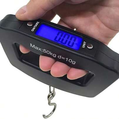 1pcs 50Kg 10g Luggage Weight Scale, LCD Luggage Scale Travel Digital, Fish Scale, Home Electronic Portable Hanging Weight Hook Travel Luggage Scale