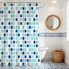 1件禅意石纹浴帘，简约水疗风格，以堆叠的石头和草倒映在平静的水中，营造日式禅意花园般的浴室装饰效果。防水面料浴帘，打造自然健康浴室氛围。 - E - 查看 2