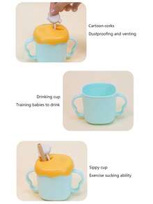 Baby Anti-Drop Straw Cup, Cute Cloud Design, Infant Household Water Cup, Children's Milk Cup With Handle - Multicolor - View 3
