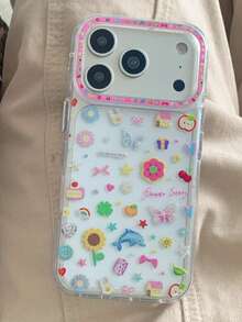 Elegant Transparent Gold-Plated Spring Flower & Butterfly Design Phone Case, Suitable For IPhone 17 Pro Max, 16 Pro, 15 Pro, 14, 17 Pro, 13, Girlish Style, Anti-Drop - Multicolor - View 10