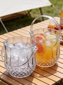 1 xô đá acrylic đa năng, trong suốt dùng để đựng nước ép và nước ngọt, bình đựng đồ uống trong suốt cho các bữa tiệc, nhà hàng. - Xem 2