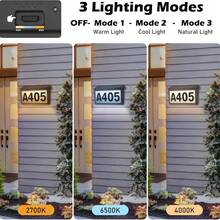 Solar Address Sign, House Numbers For Outside Light Up, 3 Colors Waterproof LED Illuminated House Numbers With Stake, Wall Mounted/In Ground Solar Powered Address Plaque For Yard Garden Home,Christmas Lighting, Christmas Decorations, Christmas Gifts, Valentine's Day And New Year Gifts - Tấm cửa đa năng - Xem 6