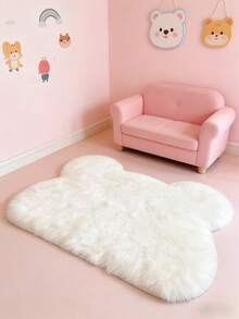 1pc White Teddy Bear Plush Floor Mat, Cute Gaming Rug, Decorative Carpet, Bedroom Decor, Small Rug, Carpet, Home Decor, Outdoor Rug, Washable Rug, Graduation/Mother's Day Gift - White - View 2