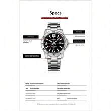 Đồng hồ Casio cổ điển dành cho nam, kiểu dáng thợ lặn, mặt số đen, dây đeo thép không gỉ, chống nước 50M, đồng hồ thể thao đeo tay. - Một cỡ - Xem 5