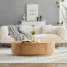 Modern Luxury Oval Coffee Table Elegant Living Room Accent Piece - 天然+中密度纖維板+主要生活空間1 - 查看 4