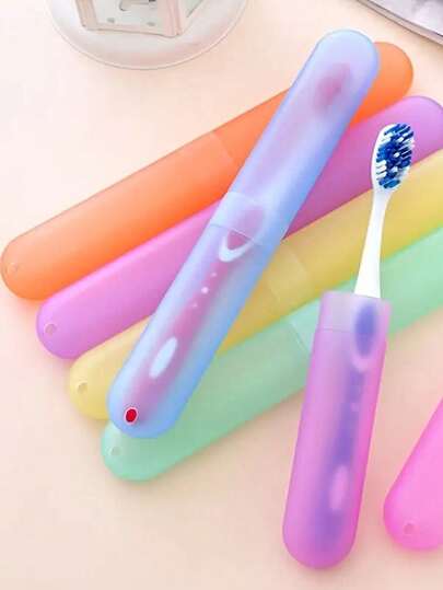 1pc Portable Dustproof Toothbrush Case, Durable Plastic Toothbrush Container Perfect For Daily Home Packing And Travel, Breathable Antibacterial Design For Hygienic On-The-Go Toothbrush Protection, Lightweight And Compact Travel Accessory That Keeps Bristles Clean, Protected, And Ready To Use, Fits All Toothbrush Sizes, Convenient, Stackable, And Easy To Clean, Ideal For Family Use And Weekend Getaways, Seamless Fit In Gym Bags And Luggage Compartments, Fashionable Yet Practical Organizer For Daily Routines And Travel Comfort