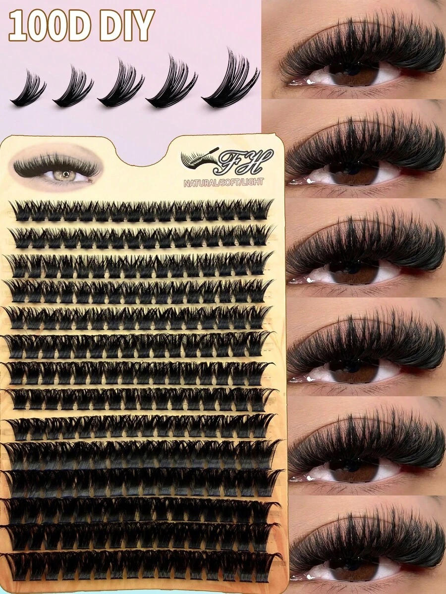 224pcs 100D Faux Mink Eyelash Clusters, 0.05D,8-16mm Mixed, Natural Look, Thick, IndividualLash Clusters, Makeup Tools, EyelashClusters, Eyelash Clusters, Individual Lashes,False Eyelashes, False Eyelashes - D - View 1