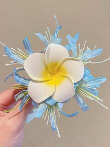 1 chiếc kẹp tóc hình hoa sứ giả kiểu dáng mùa xuân/hè mới, kiểu dáng nghỉ mát biển, kẹp tóc hình hoa dâm bụt cài lệch mái. - Nhiều màu - Xem 3