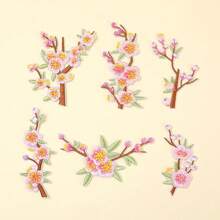 Bộ 6 miếng vá thêu hoa anh đào lãng mạn, phụ kiện thời trang, trang trí túi xách, miếng vá hoa thêu, có thể may hoặc ủi, thích hợp cho quần áo, váy, mũ, ba lô, quần jean, đồ tự làm (DIY). - Hoa anh đào - Xem 5