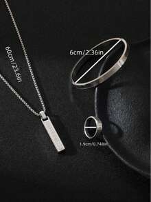 3件套不锈钢罗马数字手链、戒指和项链首饰套装，适合日常佩戴 - 彩色 - 查看 4