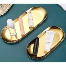 Creative Oval Metal Tray (Gold), Easter Gold Plate, Fruit Plate, Dessert Plate, Snack Plate, Salad Plate, Cake Plate, Suitable For Restaurants, Kitchens, Dining Tables, Easter - Oval - View 2