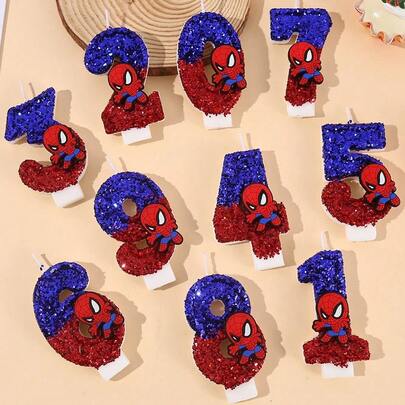 Marvel Original Fun Figure Candles Superhero 0-9 Candles Cupcake Toppers Cake Decoration For Kids Boy Party Favors