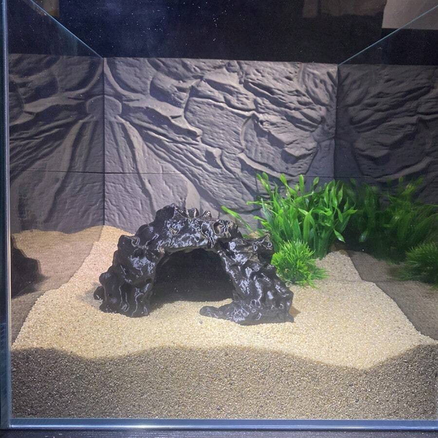3D Printed/Resin Rock Cave Hideout - Amphibian And Reptile Shelter | Realistic Stone Texture For Aquarium, Lizard And Turtle Terrarium - View 1