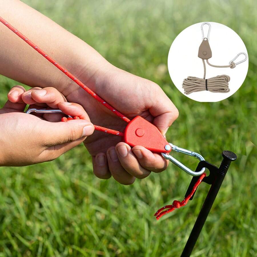 1pc Heavy-Duty Iron Pulley Ratchet Rope Clamps - Universal Tent Lifting Lanyard With 150 Lb Load Capacity - Ideal For Plant Tent Light Hanging - Multicolor - View 1