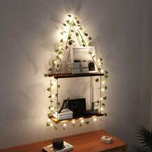 1 pieza/2 piezas Estantería flotante triangular con enredadera siempre verde, estante de almacenamiento de estilo bohemio montado en la pared, decoración rústica para el hogar, estante decorativo para exhibición, organizador de pared estético para libros, plantas y pequeños decorativos, acento minimalista moderno para el hogar, adecuado para sala de estar, dormitorio, entrada, oficina, dormitorio, habitación de niños (baterías no incluidas) - Multicolor - Ver 13
