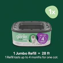 Litter Genie Eco Recambios Bolsas de Arena para Gatos compostables Jumbo 1 Paquete hasta 4 Meses de Suministro en 1 Cartucho - como en la foto - Ver 2