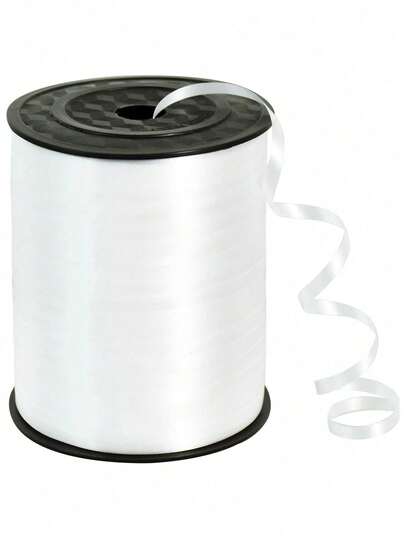 1卷200米/2卷400米白色卷曲丝带，适用于礼品包装、气球串、婚礼、生日等场合 - 闪亮金属丝带，适用于花束和鲜花包装纸、情人节、婚礼、生日等场合。