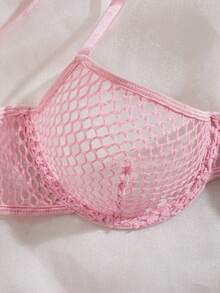 Bộ đồ lót lưới xuyên thấu gợi cảm 2 món, quần lót sexy thiết kế quyến rũ thời trang. - Hồng - Xem 3