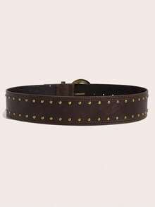 1pc Women's Dark Western Style Heavy Studded Wide Waist Belt - Black - View 4