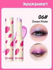ROCK SWEET Shimmering Spectrum Eyeshadow Stick - One Swipe Creates Matte, Luminous And Smoky Eye Makeup, Featuring Earthy Tones, Smudge-Proof Cosmetics - 06#紫粉金色 - 查看 7