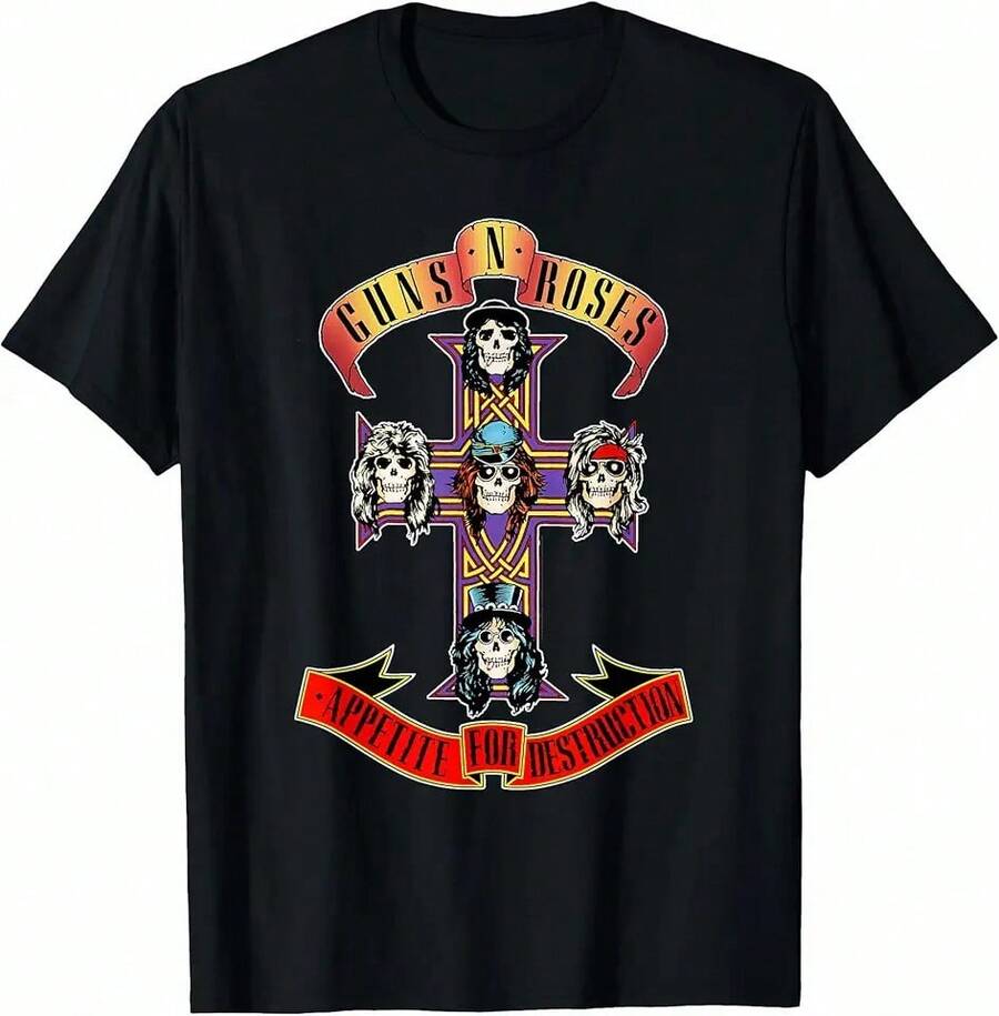 Guns N Ro Ses Official Cross T-Shirt - 黑色 - 查看 1