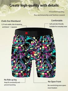 1 chiếc quần boxer nam độc đáo, in hình graffiti đường phố Mỹ, chủ đề nghệ thuật graffiti, chất liệu vải dệt kim, kiểu dáng thể thao rộng rãi, thoáng khí và thấm hút mồ hôi, mềm mại và thân thiện với da, quần lót boxer thể thao thường ngày. - Nhiều màu - Xem 5