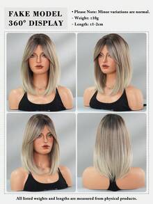 7JHH WIGS 16英吋肩長灰色漸層波波頭短直髮假髮，女款，附瀏海，深色髮根，耐熱合成纖維材質，適合日常穿戴、派對、Cosplay、音樂節等場合，畢業禮物與母親節禮物 - 漸變灰色 - 查看 6