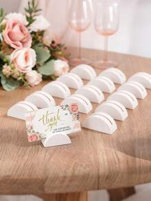 5pcs Wooden Table Number Holders, Semi-Circle Wooden Table Card Stands, Suitable For Weddings, Restaurants, Banquets, Birthday Parties, Reusable As Photo Frames Or Menu Holders - Multicolor - View 7