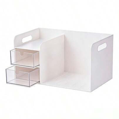 Desktop Storage, Desktop Organizer, Desk Book File Organizer, Plastic Book Storage Rack, Expandable Desk Organizer With Drawer, Desktop File Organizer, Small Shelf Book Rack For Office Home