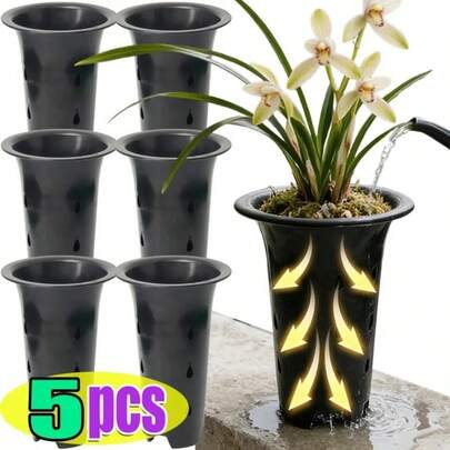 1Pc Orchid Pot With Net Holes Cup, Thickened Breathable Flower Pot, Root Control Deepening Design Planter, High Quality Durable Material Good Ventilation Drainage, Promote Healthy Root Growth, Easy To Use And Reusable, Suitable For Home Garden Balcony Greenhouse Indoor Outdoor Decoration, Ideal For Orchids And Various Epiphytic Plants, Practical Flower Pot For Plant Lovers