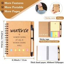 Inspirational Spiral Notebook 4 Sets Employee Appreciation Gifts Bulk Team Office/Students Thank You Gifts Journal Lined Pocket NotepadNote Pads For Nurse Teacher Employees Coworker Volunteer - Brown - View 3