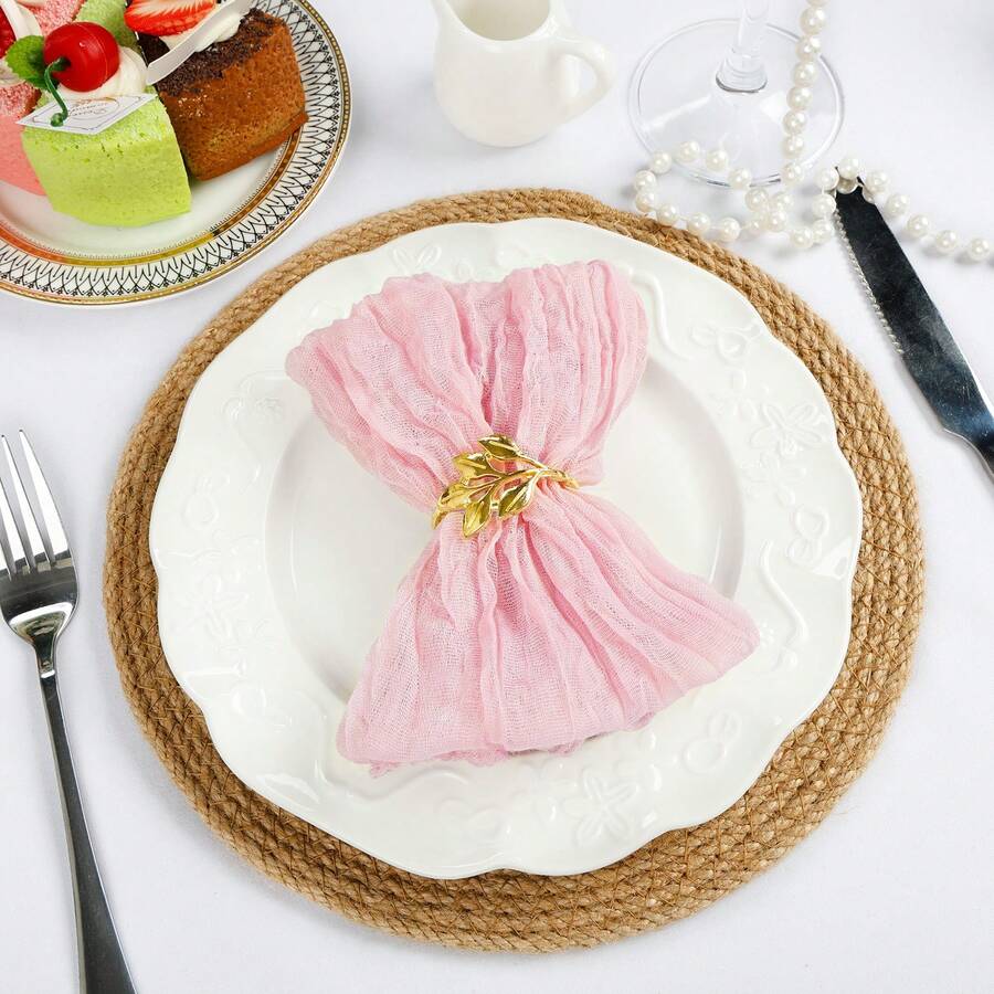 10/20/30/50 piezas de servilletas de tela de poliéster estilo bohemio, servilletas de mesa de 17*17 pulgadas, adecuadas para bodas, cumpleaños, banquetes, días festivos, fiestas, cenas familiares. - Rosa Pálido - Ver 1
