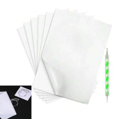 50 Sheets White Carbon Paper Graphite Transfer Tracing Paper 8.3 X 11.6 With 1 PCS Embossing Stylus Dotting Tool For Crafting Coloring DIY Projects