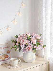 1pc/3pcs Purple Artificial Hydrangea, Peony, Rose Flower Bouquet For Home, Wedding, Bridal Decoration - Purple - View 6